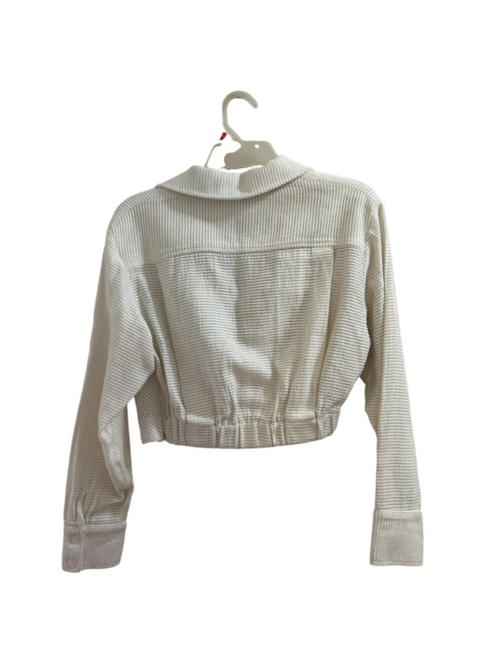 Zara White Waffle Knit Twist Front Crop Top Size Medium - Picture 7 of 11